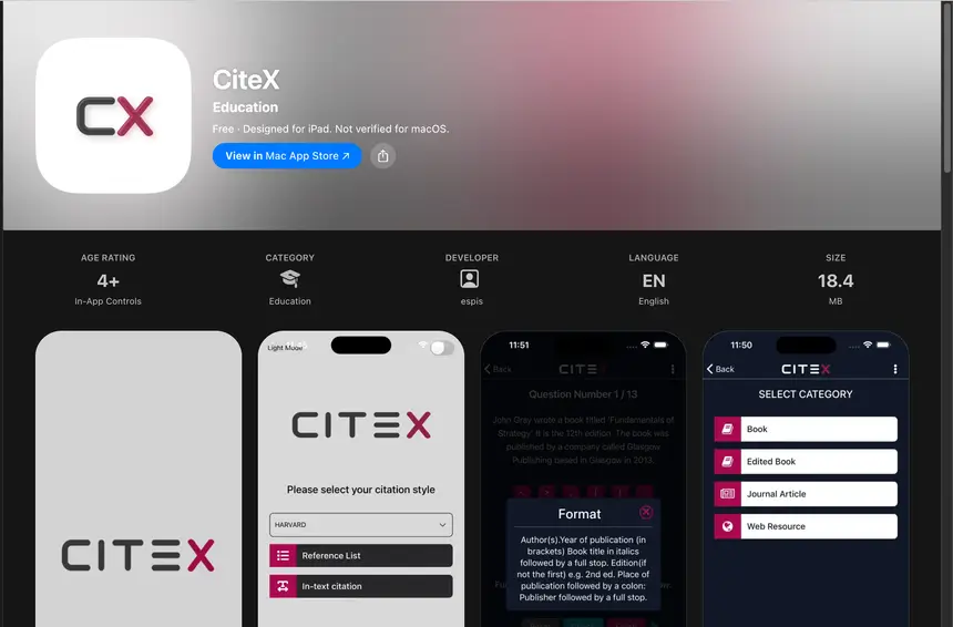 CiteX iOS project screenshot