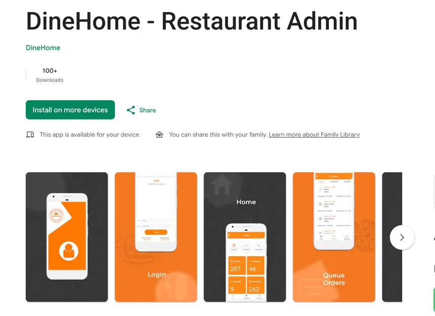 Dine Home Admin App project screenshot